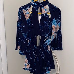 Hello Milkey Navy Floral Cutout Romper
